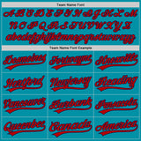 Custom Teal Red-Navy Authentic Throwback Baseball Jersey