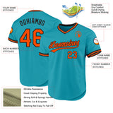 Custom Teal Orange-Black Authentic Throwback Baseball Jersey