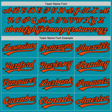 Custom Teal Orange-Black Authentic Throwback Baseball Jersey