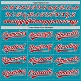 Custom Teal Red-White Authentic Throwback Baseball Jersey