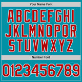 Custom Teal Red-White Authentic Throwback Baseball Jersey