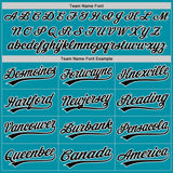 Custom Teal Black-White Authentic Throwback Baseball Jersey