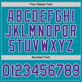 Custom Teal Purple-White Authentic Throwback Baseball Jersey