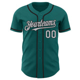 Custom Teal Gray-Black Authentic Baseball Jersey