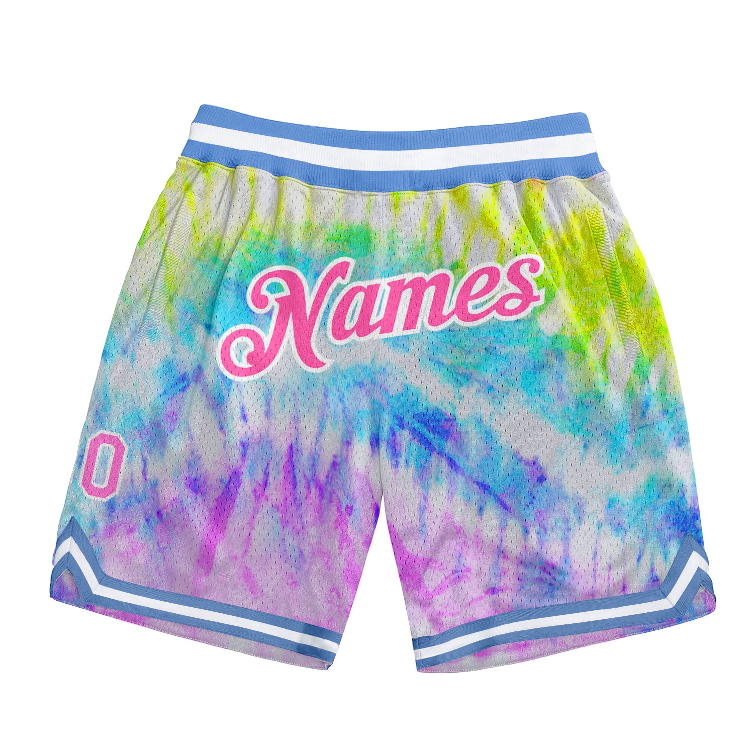 Custom Tie Dye Pink-White 3D Authentic Basketball Shorts