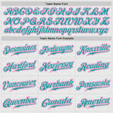 Custom White Pink-Teal Authentic Two Tone Baseball Jersey