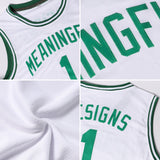 Custom White Kelly Green-Gold Authentic Throwback Basketball Jersey