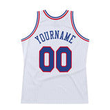 Custom White Royal-Red Authentic Throwback Basketball Jersey