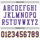 Custom White Purple-Gold Mesh Authentic Throwback Football Jersey