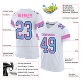 Custom White Light Blue-Pink Mesh Authentic Football Jersey