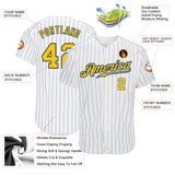 Custom White Royal Pinstripe Gold-Royal Authentic Baseball Jersey