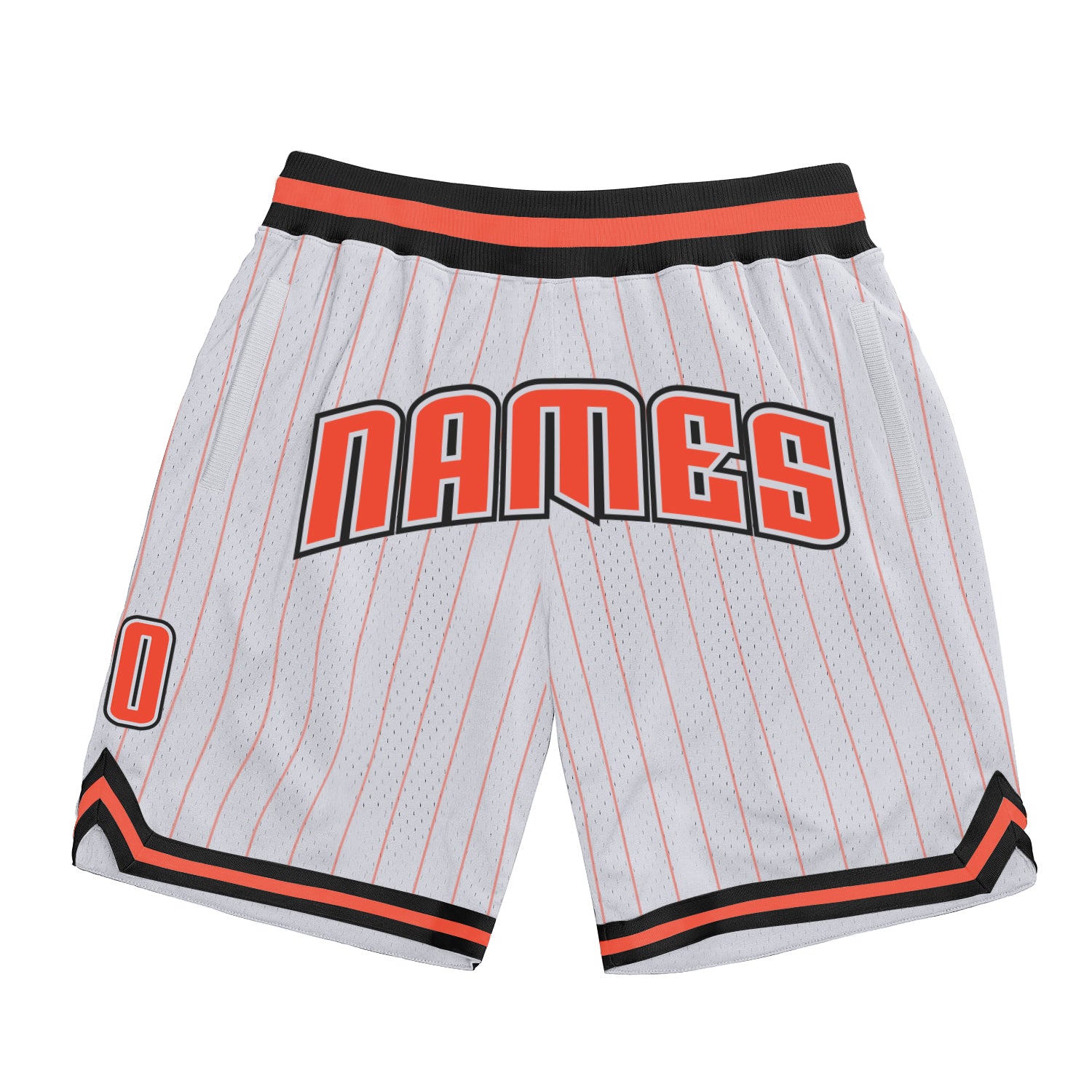 Custom White Orange Pinstripe Orange-Black Authentic Basketball Shorts