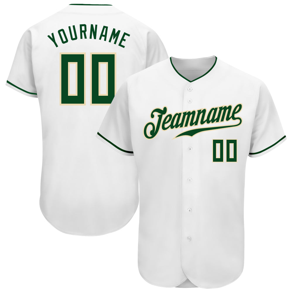 Custom White Green-Cream Authentic Baseball Jersey