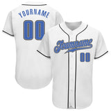 Custom White Blue-Gray Authentic Baseball Jersey