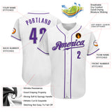 Custom White Purple-Gray Authentic Baseball Jersey
