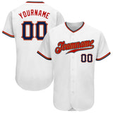 Custom White Navy-Old Gold Authentic Baseball Jersey