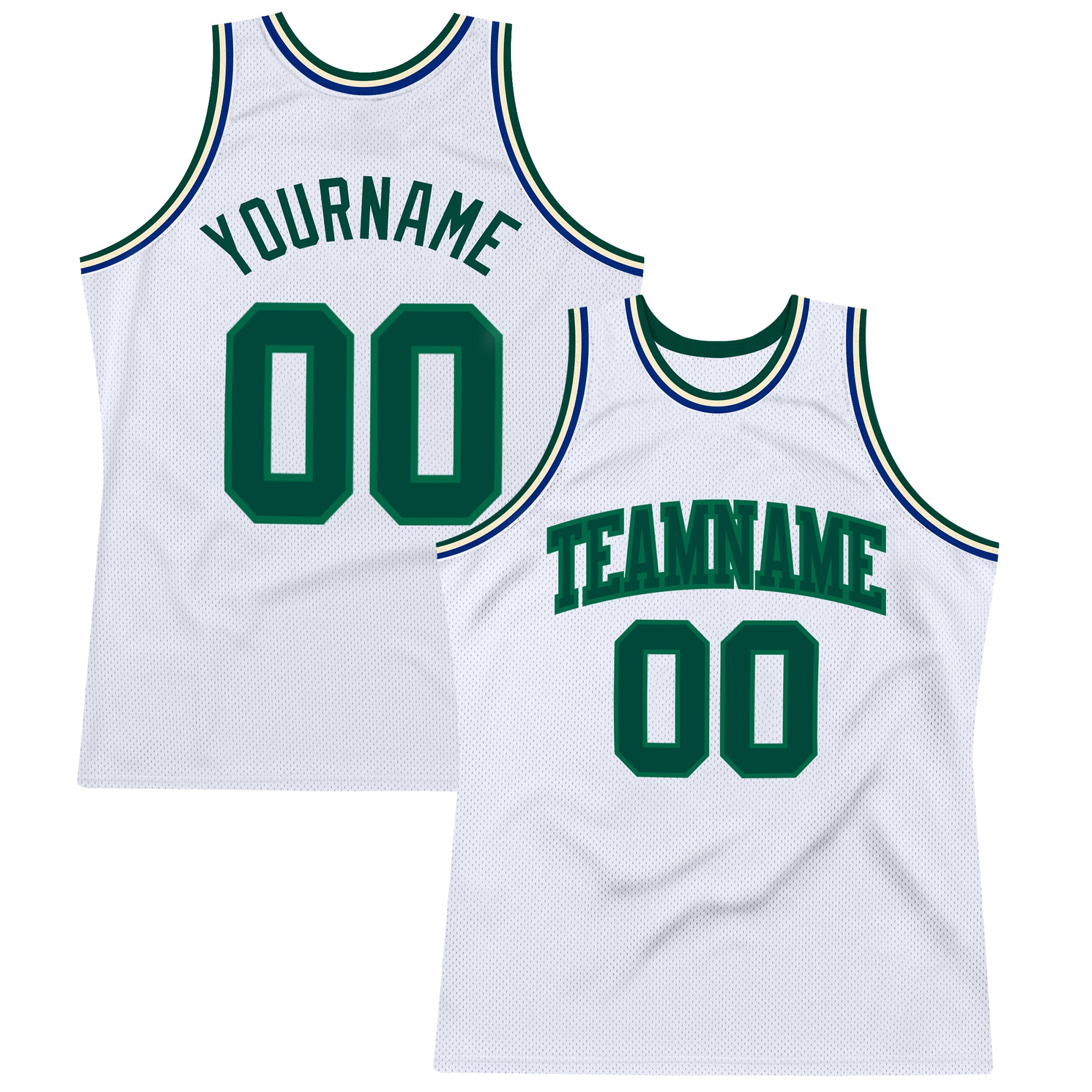 Custom White Green-Kelly Green Authentic Throwback Basketball Jersey