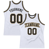 Custom White Black-Old Gold Authentic Throwback Basketball Jersey