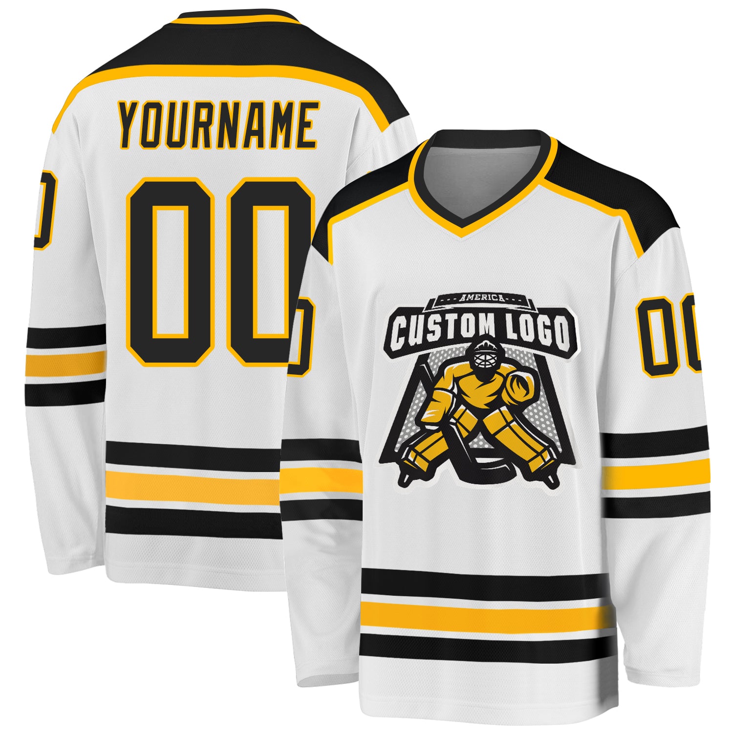 Blue/Gold/Black Custom Sublimated Blank Hockey Jerseys | YoungSpeeds