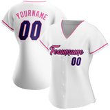 Custom White Purple Black-Pink Authentic Baseball Jersey