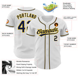 Custom White Navy-Gold Authentic Baseball Jersey