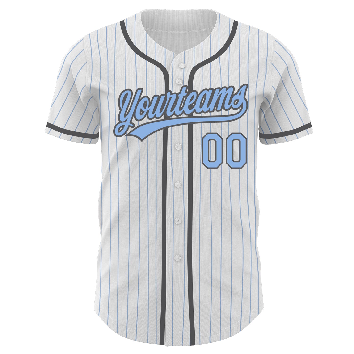 Custom White Navy Pinstripe Light Blue-Gray Authentic Baseball Jersey