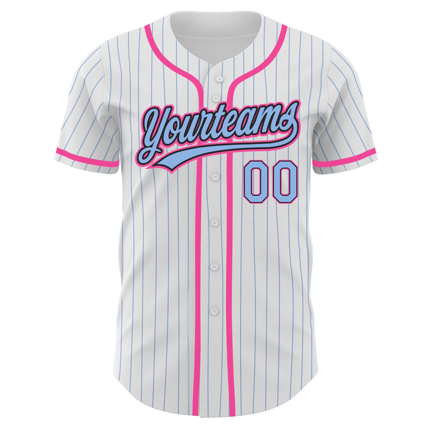 Custom White Light Blue Pinstripe Light Blue Black-Pink Authentic