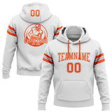 Custom Stitched White Orange-Gray Football Pullover Sweatshirt Hoodie