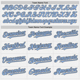 Custom White Light Blue Pinstripe Steel Gray Authentic Baseball Jersey