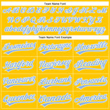 Custom Yellow Light Blue-White Authentic Baseball Jersey