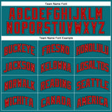 Custom Teal Red-Black Authentic Baseball Jersey