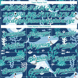 Custom Aqua Aqua-White 3D Pattern Design Sharks Authentic Baseball Jersey