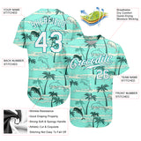 Custom Teal White-Aqua 3D Pattern Design Hawaii Palm Trees Authentic Baseball Jersey