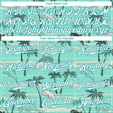 Custom Teal White-Aqua 3D Pattern Design Hawaii Palm Trees Authentic Baseball Jersey