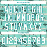 Custom Teal White-Aqua 3D Pattern Design Hawaii Palm Trees Authentic Baseball Jersey