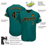 Custom Teal Black-Old Gold Authentic Baseball Jersey