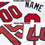 Custom White Black-Crimson Baseball Jersey