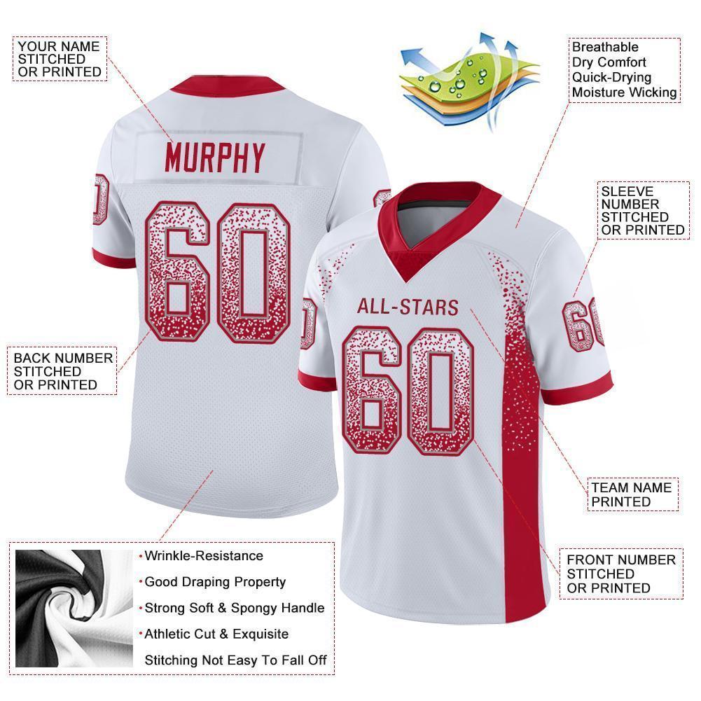 Custom White Red-Gray Mesh Drift Fashion Football Jersey