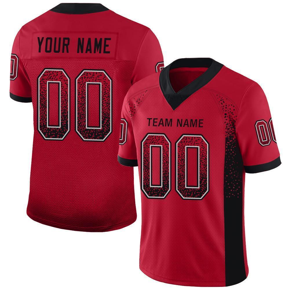 Custom Red Black-Gray Mesh Drift Fashion Football Jersey