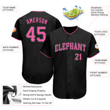 Custom Black Pink-White Authentic Baseball Jersey