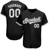 Custom Black White-Gray Authentic Baseball Jersey