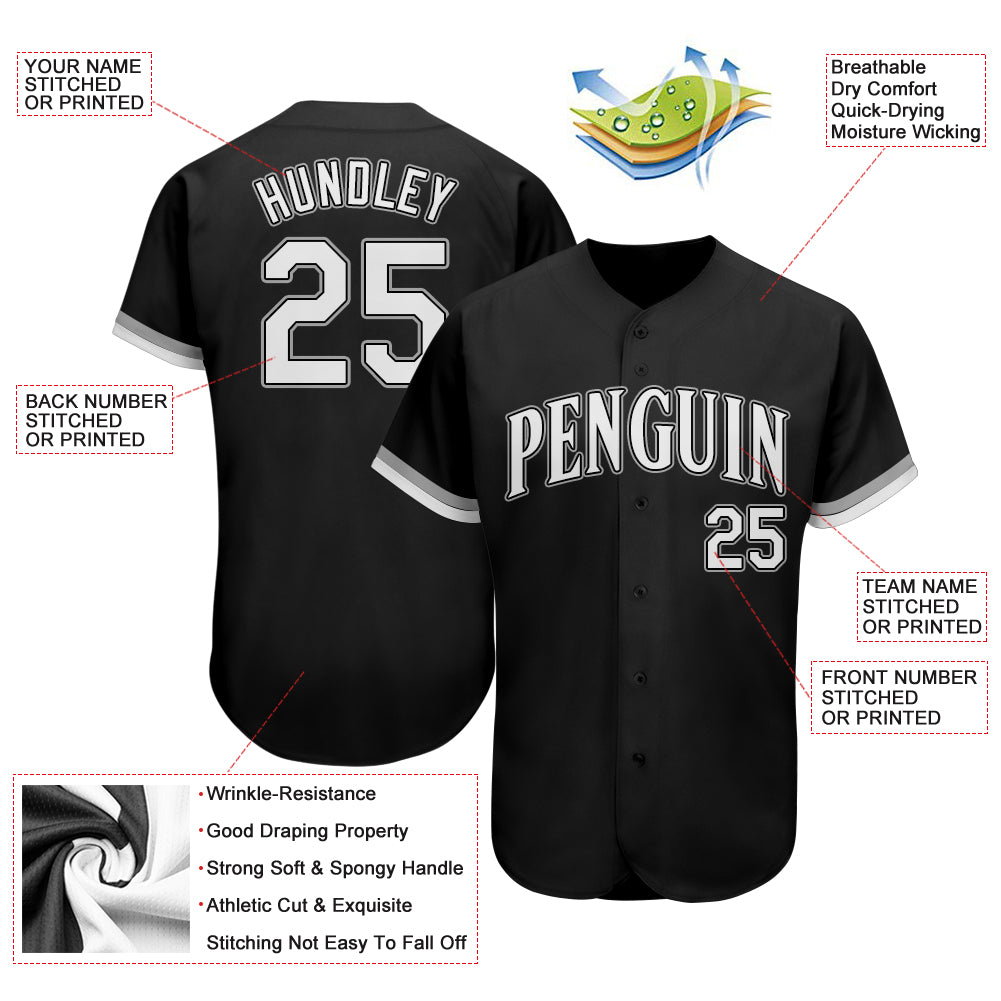 Custom Black White-Gray Authentic Baseball Jersey