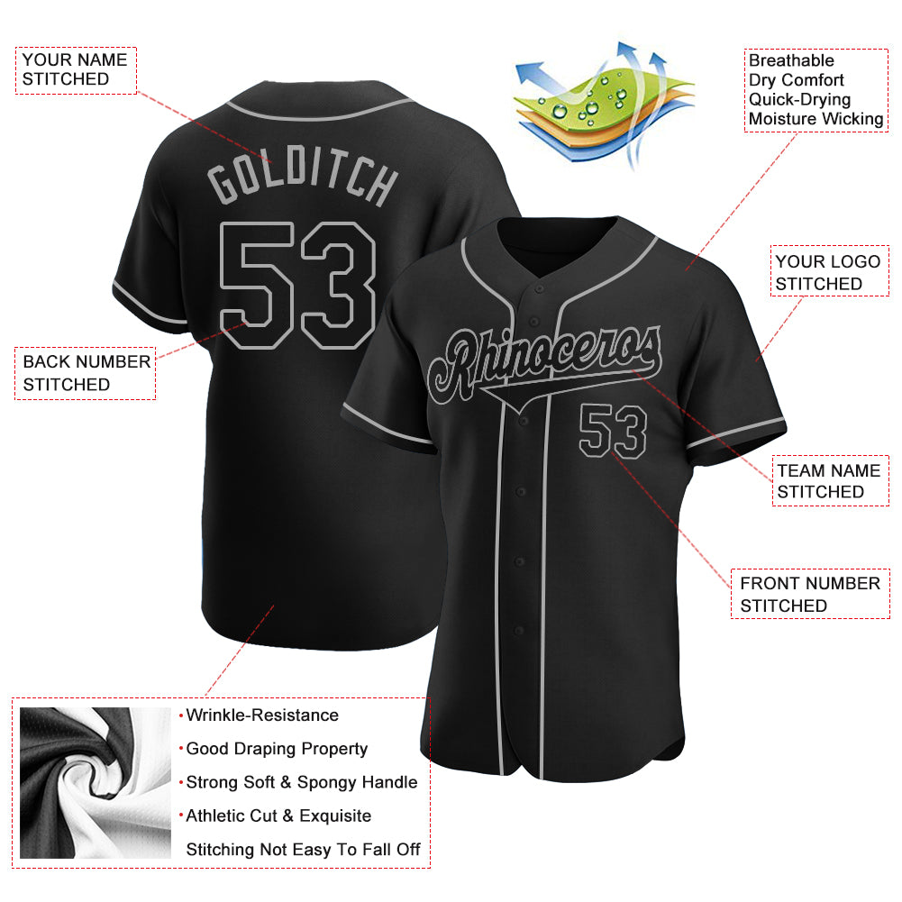 Create Baseball Black Black Authentic Gray Jersey Clearance