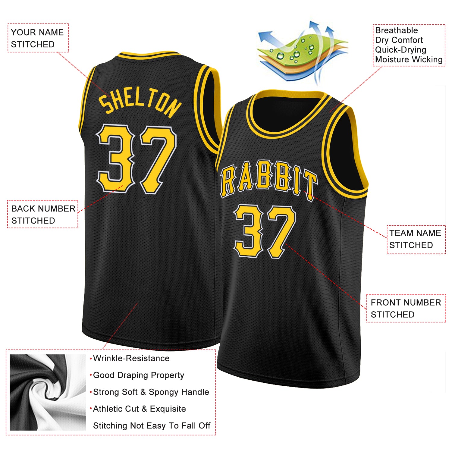 Custom Gold Black-White Round Neck Sublimation Basketball Suit