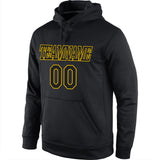Custom Stitched Black Black-Gold Sports Pullover Sweatshirt Hoodie