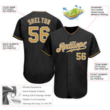 Custom Black Old Gold-White Authentic Baseball Jersey