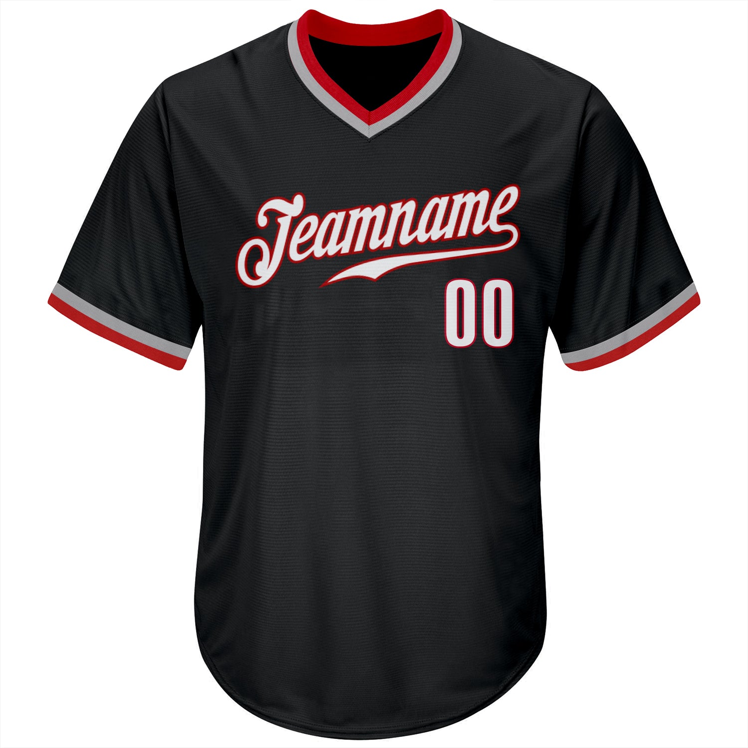 Custom Black White-Red Authentic Throwback Rib-Knit Baseball Jersey Shirt