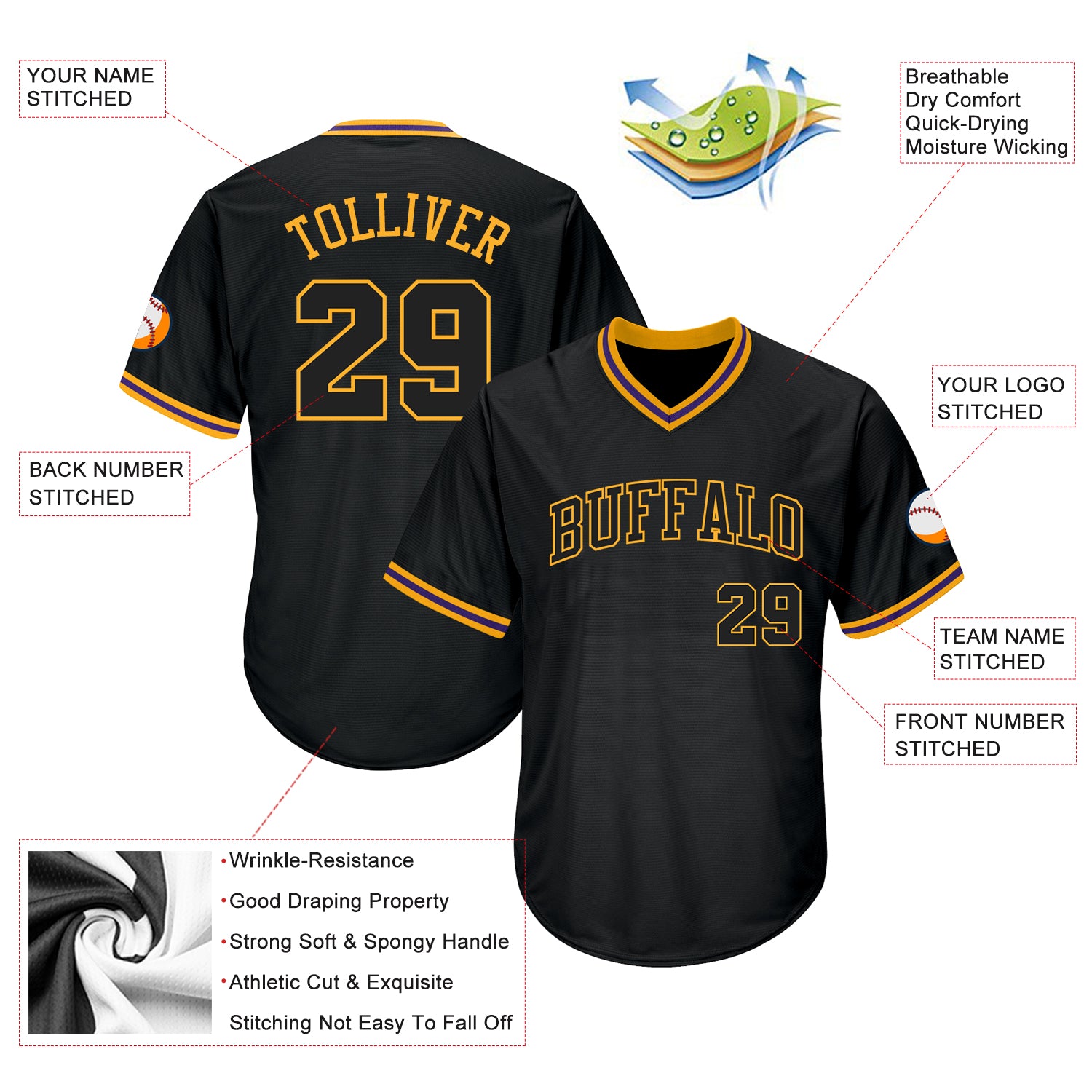 Create Baseball Black Black Authentic Gold Throwback Shirt Clearance –  FanCustom