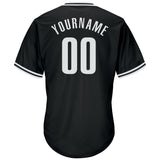 Custom Black White Authentic Throwback Rib-Knit Baseball Jersey Shirt