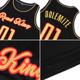 Custom Black Old Gold-Red Authentic Throwback Basketball Jersey